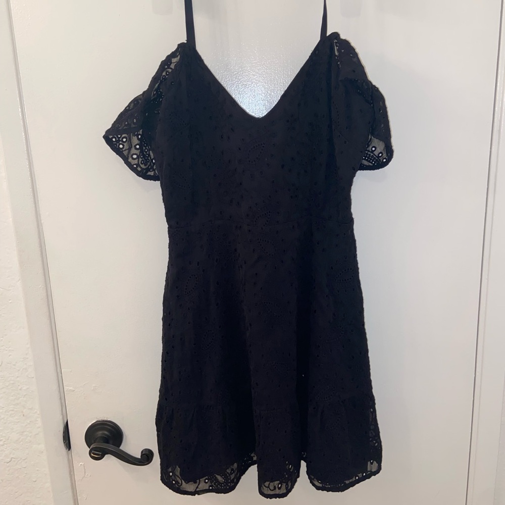 Black Eyelet off the shoulder dress